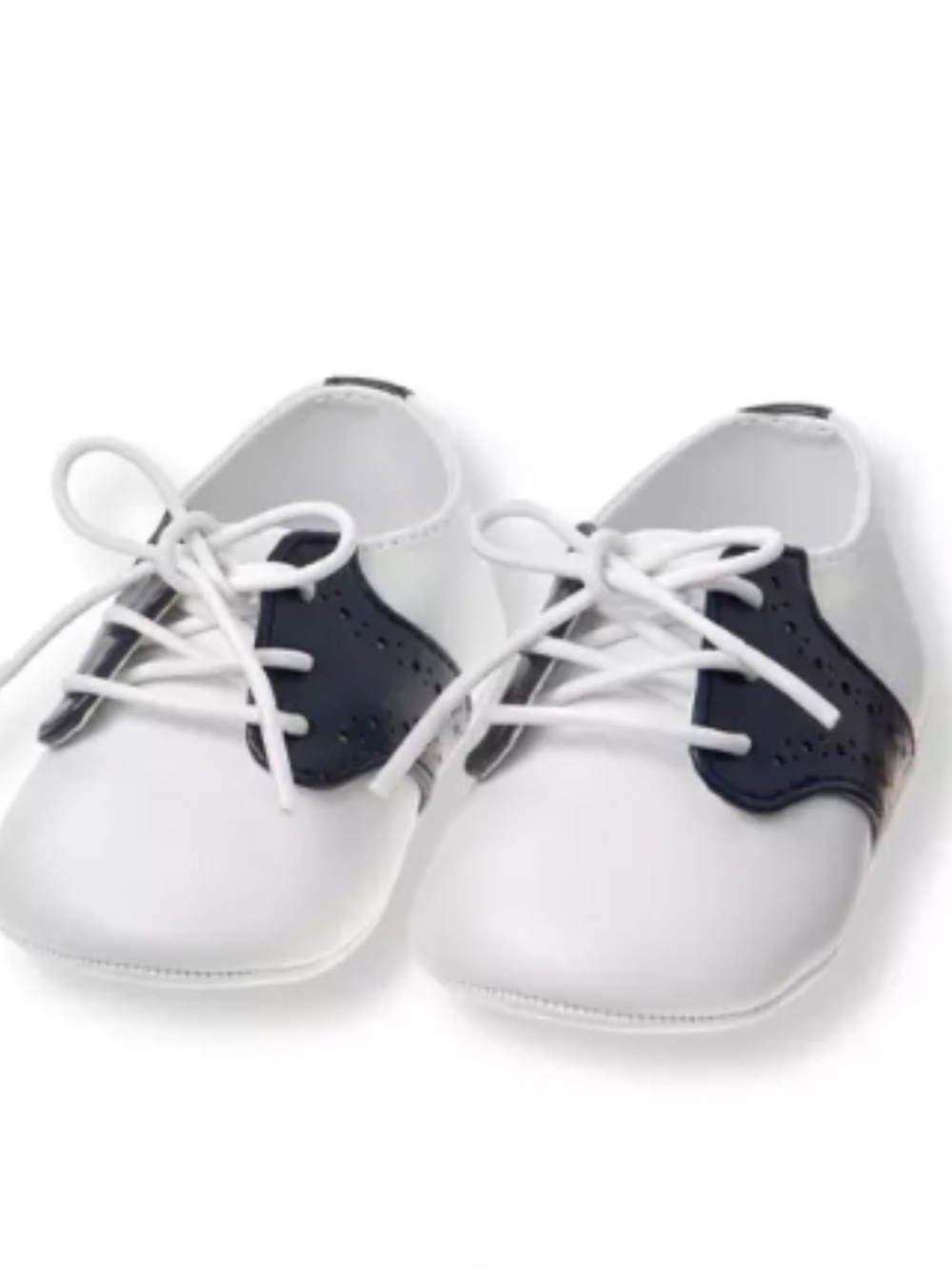 Janie and Jack- navy and white saddle crib shoe, size 3-6 months